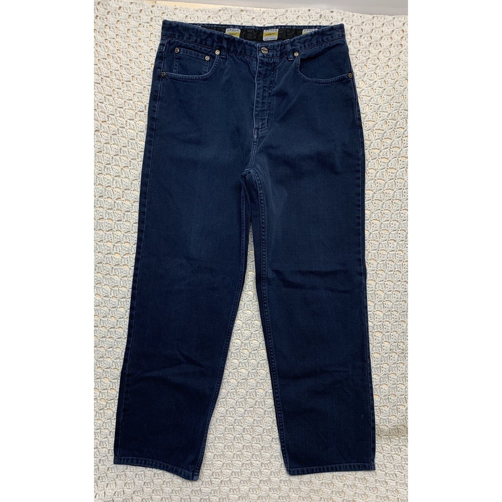 Croco Jeans Couture Mens‎ Tag 34 Appx 32x30 Navy Blue Demin Wide Baggy Straight